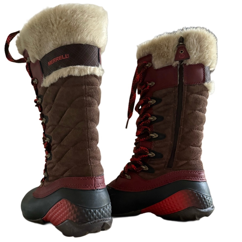 Authentic MERRELL Women's Red and Black Fur-Lined Boots - Picture 4 of 9